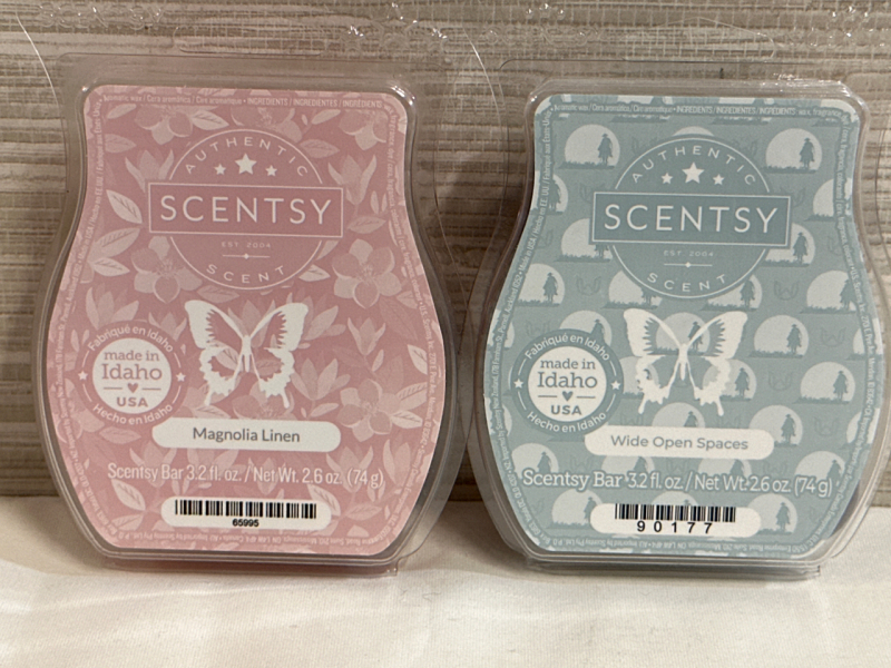 2 New Scentsy 33fl.oz Scentsy Bars Magnolia Linen & Wide Open Spaces Made in USA