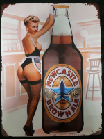 New Adult Provocative " The One and Only New Castle Brown Ale Alchohol " Metal Hanging Wall Sign ( 16" x 12" )