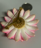 Glowing Retro Dimensional Dahlia Brooch Hot Pink Ombré Green Centre - 4