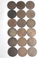 1902 - 1910 Canadian King Edward VII Large One Cent Coins in Various Condition