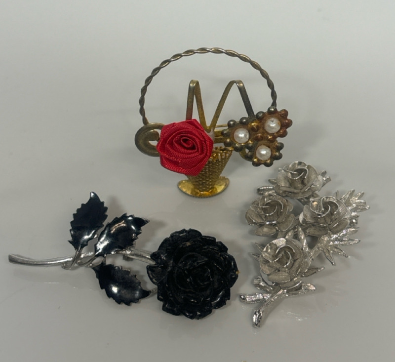 3 Vintage Rose Brooches A Rose Should Smell As Sweet