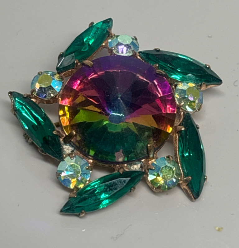 Uranium Watermelon Rivoli Brooch