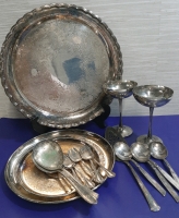 Vintage Silverplate Lot- Tray, Champagne Glasses, Serving Pieces & More