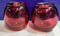 2 Vintage Handblown Candle Holders 3.5" Tall