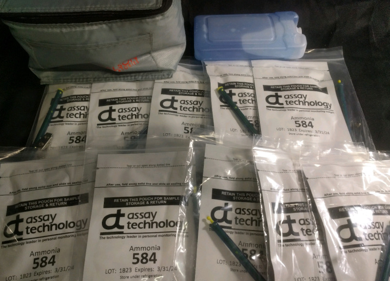 10 New Assay Technology Personal Monitoring Badge + Cold Cryopack And Thermal Container 9"x6"x5"