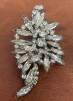Vintage Parisian Large Signed Amael Crystal Rhinestone Brooch