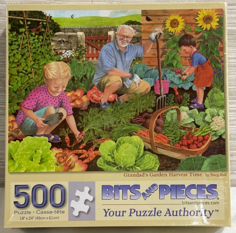 New Sealed Bits and Pieces 500 Piece Puzzle Grandads Garden Harvest Time By Tracy Hall