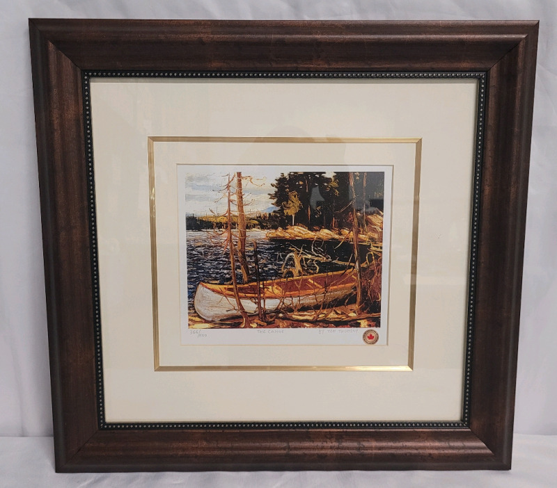 " The Canoe " by Tom Thomson . Framed Print & Numbered #366/500 . Measures 21"×20"