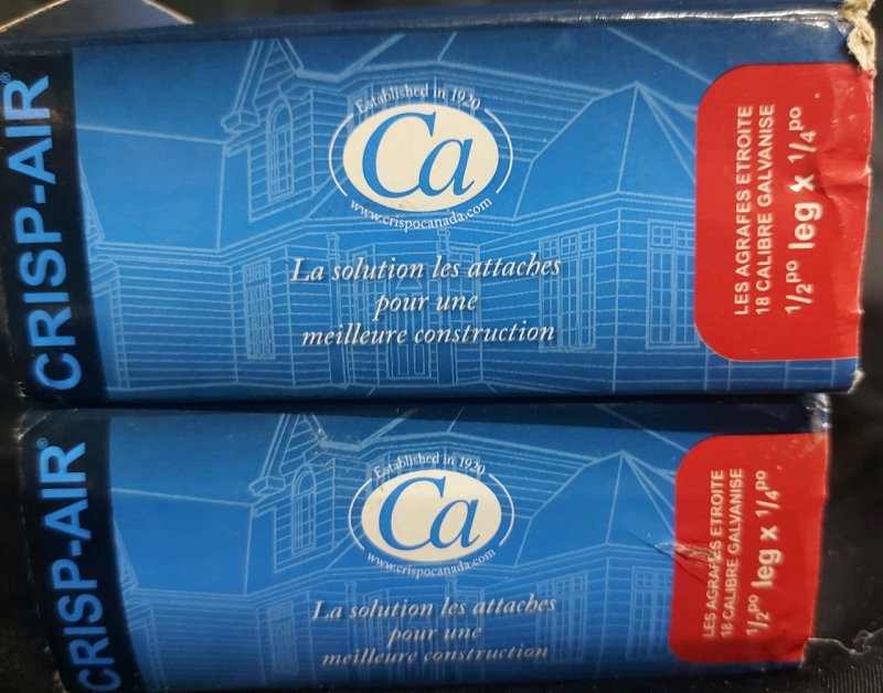 2 New Boxes Crisp-Air Narrow Crown Staples 1/2" Leg 1/4" Crown 18 Gauge Galvanized Model 039012 QTY 5000 Per Box