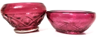 2 Vintage Cranberry Glass Bowls | 1.75" - 2.5" Tall