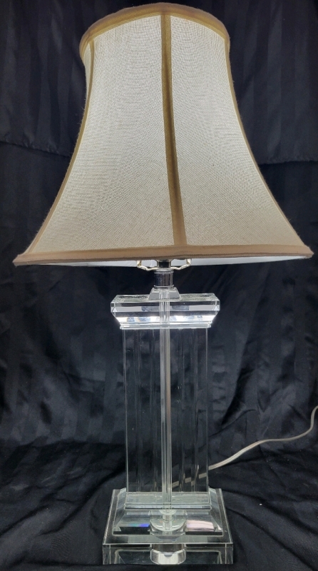 Large Clear Table Lamp Shade 36"Diameter Base 7"X5"x13.5 Excellent Working Condition