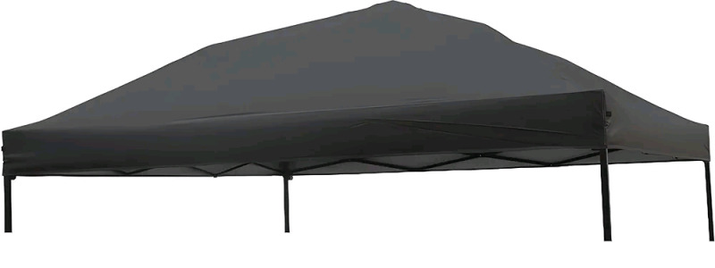 10' &times; 10' Black Outdoor Canopy Cover with Silver/Grey Maltese Crosses on Corners .