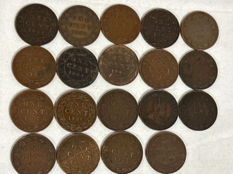 19 1902-1910 Large Canadian 1 Cent King Edward VII Pennies 2 For Each Year