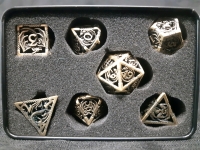 New 7pc Metal Polyhedral Dice From Dungeons and Dragons Includes D4, D6, D8, D10, D12, D20 and Percentile Die