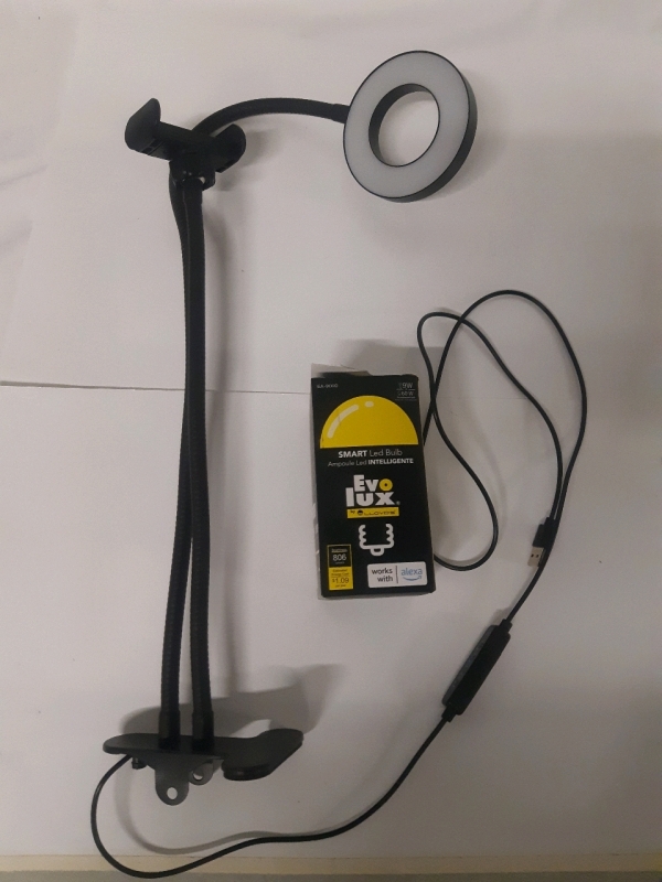 Table Lamp With Phone Holder & Smart Led Bulb ( Works With Alexa )* Table Lamp works, but is missing Table Connector *