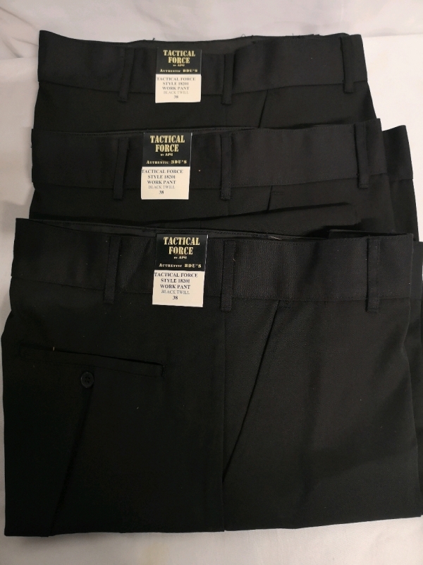 3 New APG sz 38 Waist & 36" Length Men's Tactical Force Black Twill Pants *Pants fit Small*