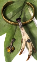 Weird & Wonderful Signed J.C&S Vintage Grouse Foot Brooch (3.25" Long), Cuff Bracelet Signed rZW (2.5" x 2" x 0.5" Wide) & Baltic, Cherry & Green Amber Pendant (1.25" Long including Top Loop)