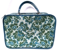 Vintage Avon Blue Green Turquoise Tapestry Sales Rep Sample Bag / Carry Case / Suitcase | 15.8" x 5.6" x 11.8"
