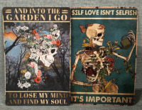 Skull Metal Tin Sign 12x8"