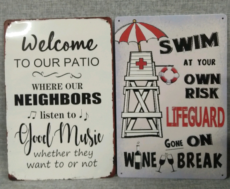 2 Tin Metal Sign 12x8"