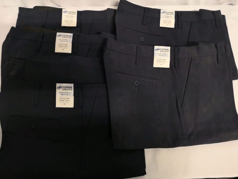5 New MD Charlton sz 40 Waist & 36" Length Men's Work Pant Navy Twill *Pants fit Small*
