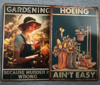 2 Gardening Metal Tin 8x12"