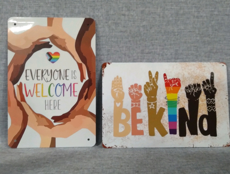 2 pride Metal Tin Sign 12x8"