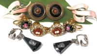 5 Pairs of Vintage Earrings incl 2 Signed CORO and Tiny Cameo Earrings