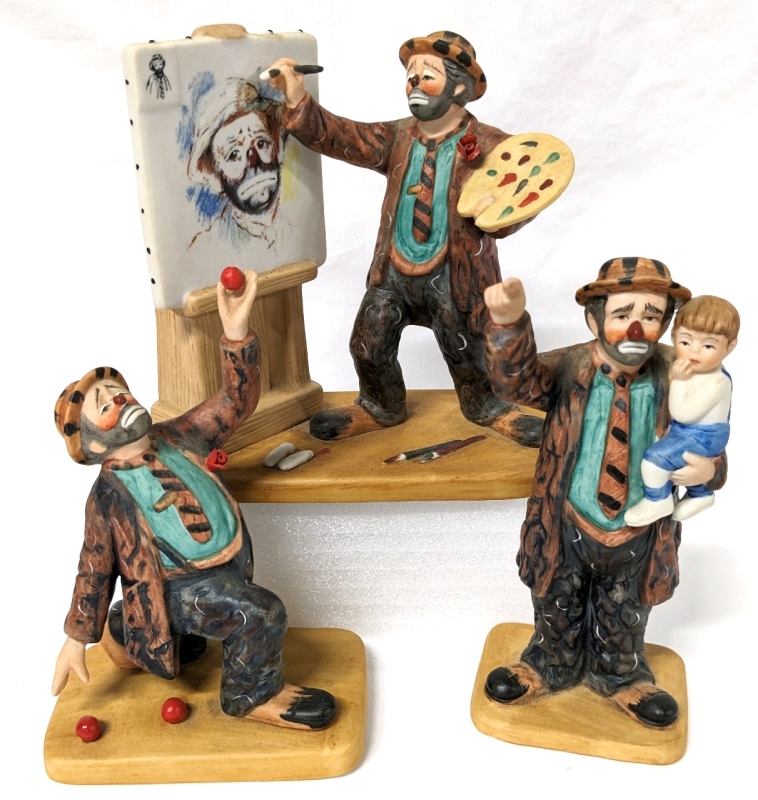 3 Vintage Limited Edition | The Original Emmett Kelly Circus Collection Porcelain Figures | 5.75" Tall