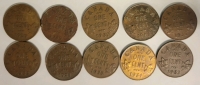 1920-1936 Canadian King George V Small Cents Lot Of 10 Total *See Description*