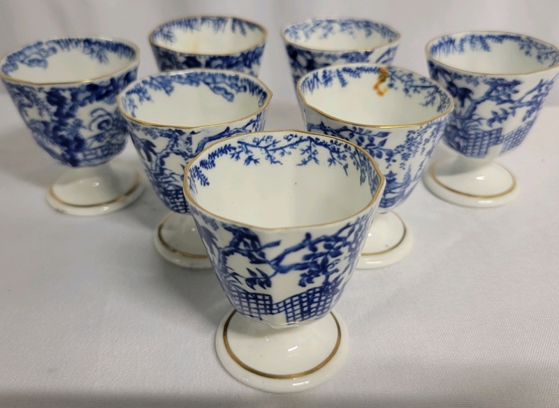 7 Vintage Royal Crown Derby Egg Coddlers With Mikado Pattern, All Ring True