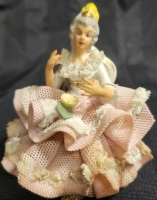 Dresden Germany Figurine Miniature Sitting Woman 7x9x9cm