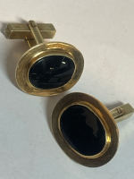10K Yellow Gold Black Onyx Cuff Links