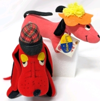 2 Adorable Vintage Dakin Dream Pets Stuffed Dogs | Dolly 9" Long x 4" Tall & Detective Dog 1980 7" Long