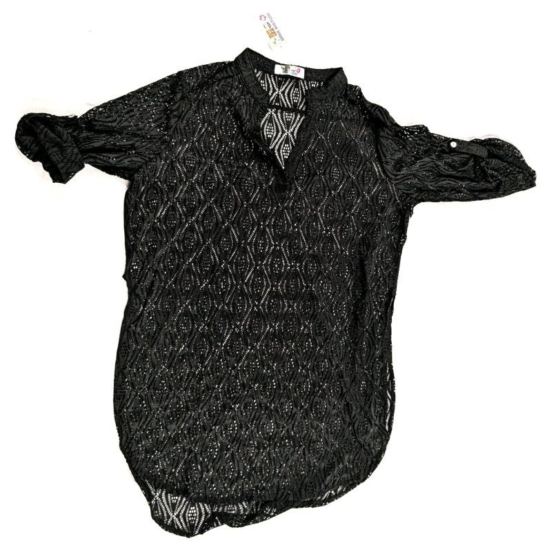 New Size OS | India Boutique Lacey Bathing Suit Coverup / Black Lace Top | Style 89813