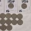 1932 - 1936 Canadian King George VI Five Cent Nickels in Various Condition . 25 Coins - 3