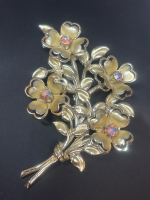 CORO Signed Dimensional Brooch AB Rhinestones