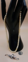 Vintage Strand of Freshwater Pearls w/ a Sterling Silver Clasp Vintage Sterling Silver Brooch w/ Freshwater Pearl
