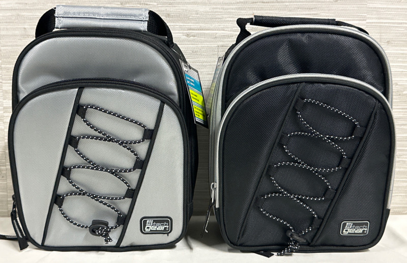 New 2 Tech Gear Fully Insulated Lunch Bags Black & Gray