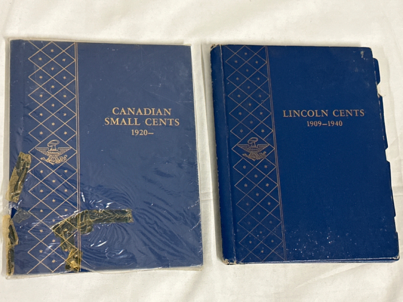 Lincoln Cents 1900- 1940 & Canadian Small Cents 1920- Whitman Blue Book Partial Coin Sets