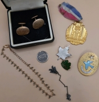 Vintage Cufflinks & Pins Sterling Silver Maple Leaf & 4H Pin Waterloo Band Festival Pin is Birks