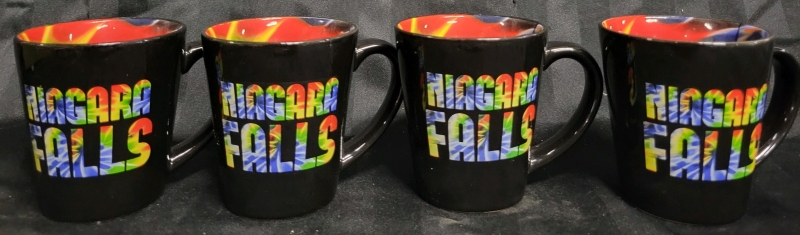 4 Multicolored Niagara Falls Mugs Good Condition 10x9cm