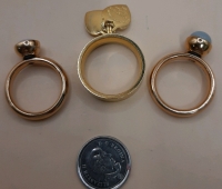 2 Polished Stainless Steel Rings with Stones One Sterling Silver Ring w/Hearts All are signed