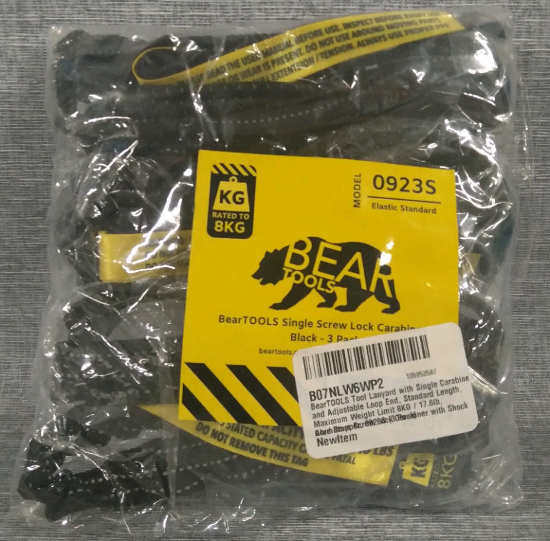 New Beartools 0923S Black Tool Lanyard Single Screw Lock Carabiner 3 Pack
