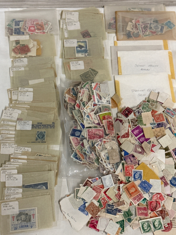 Huge Vintage Stamp Collectors Lot Including a Large Assortment of Stamps From Around The World Some Organized and Labeled