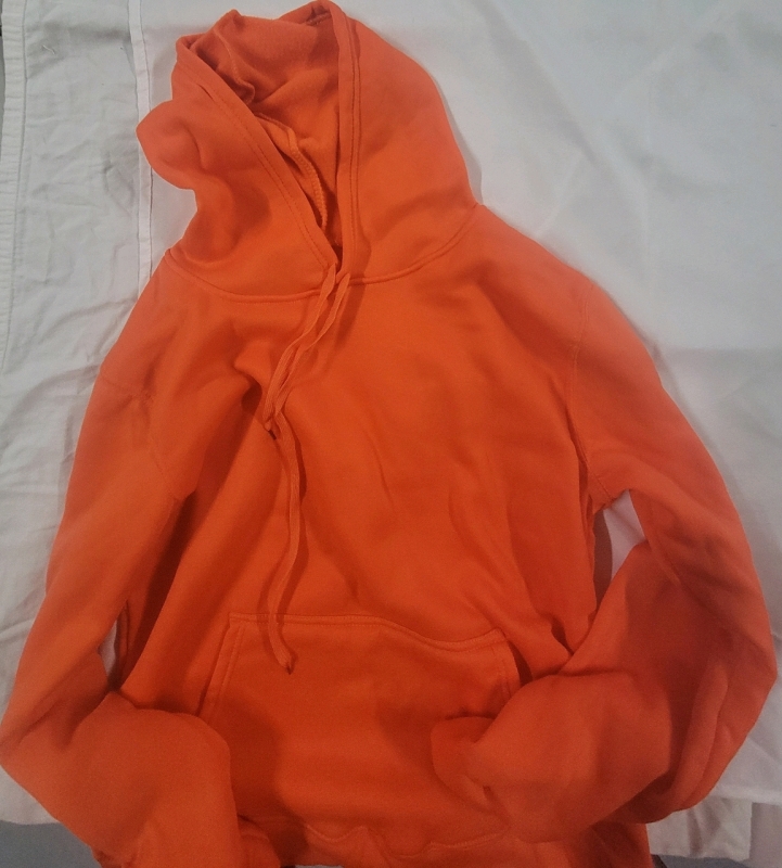 New XL Polyester Pull Over Hoodie Orange