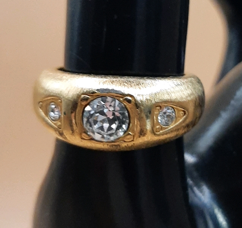 Vintage Seta Ring Brilliant CZ Brushed 18k GE