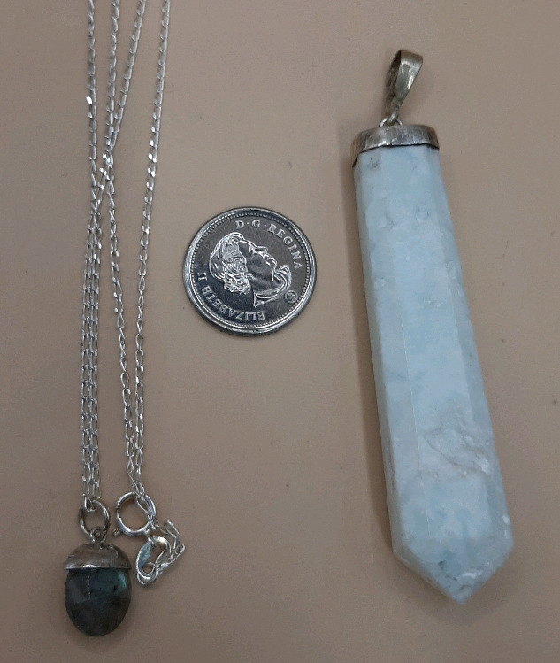 New in Box Sterling Silver & Labradorite Pendant Stone Pendant