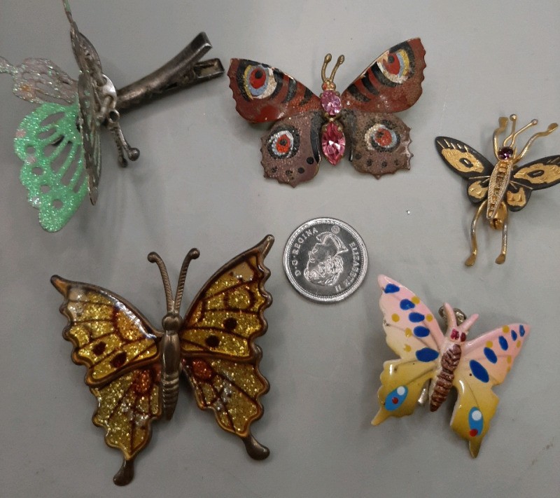 5 Vintage Butterfly Pins & Clips