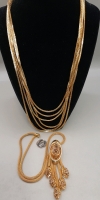 2 Vintage Necklaces- One Multi Strand Mesh One Goldtone Mesh & Stones Great Condition